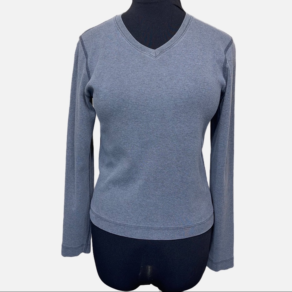 3 Dots thick cotton, v-neck, long sleeved, grey, XS